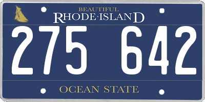 RI license plate 275642