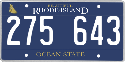 RI license plate 275643
