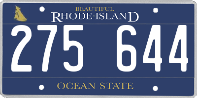RI license plate 275644