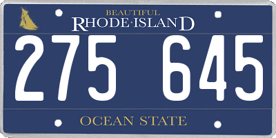 RI license plate 275645