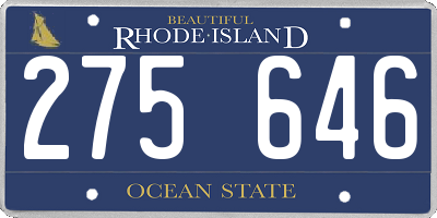 RI license plate 275646