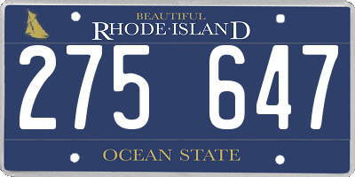 RI license plate 275647