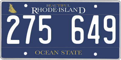 RI license plate 275649
