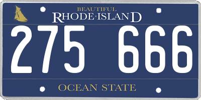 RI license plate 275666
