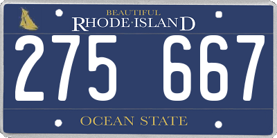 RI license plate 275667
