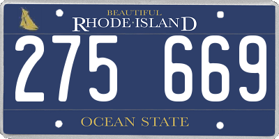 RI license plate 275669