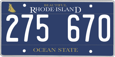 RI license plate 275670