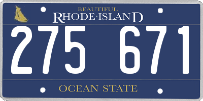 RI license plate 275671