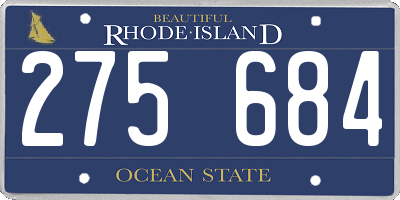 RI license plate 275684