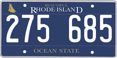 RI license plate 275685