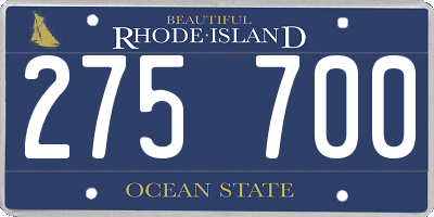 RI license plate 275700