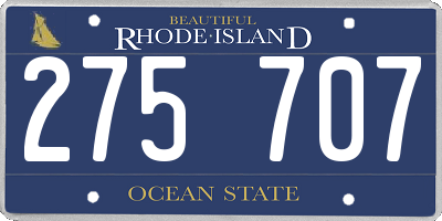 RI license plate 275707