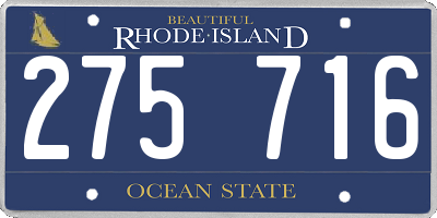 RI license plate 275716
