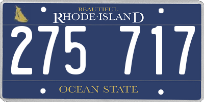 RI license plate 275717