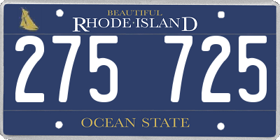 RI license plate 275725