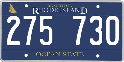 RI license plate 275730