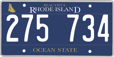 RI license plate 275734
