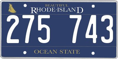 RI license plate 275743
