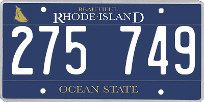 RI license plate 275749