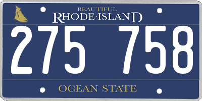 RI license plate 275758