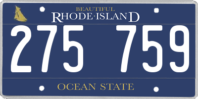RI license plate 275759