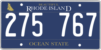 RI license plate 275767