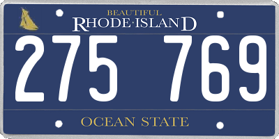 RI license plate 275769