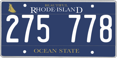 RI license plate 275778