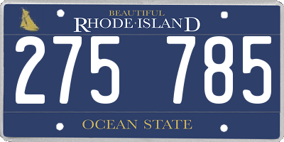 RI license plate 275785