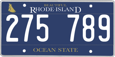 RI license plate 275789