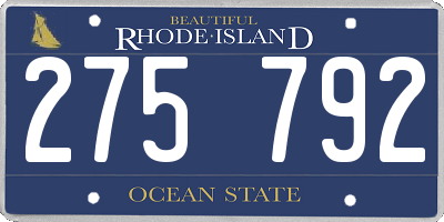 RI license plate 275792