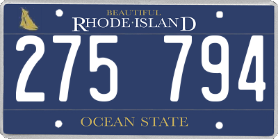 RI license plate 275794