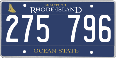 RI license plate 275796