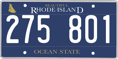 RI license plate 275801