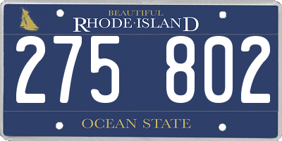 RI license plate 275802