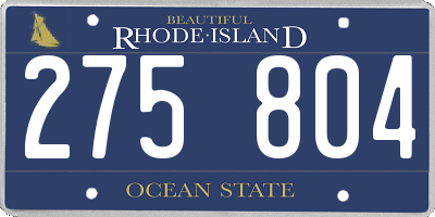 RI license plate 275804