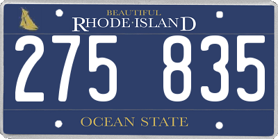 RI license plate 275835