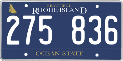 RI license plate 275836