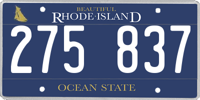 RI license plate 275837