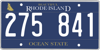 RI license plate 275841