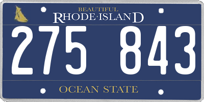 RI license plate 275843