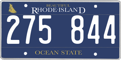 RI license plate 275844