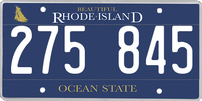 RI license plate 275845