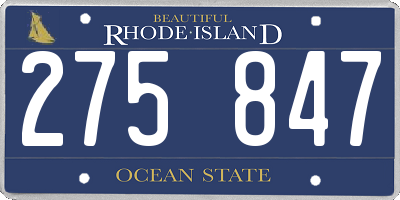RI license plate 275847