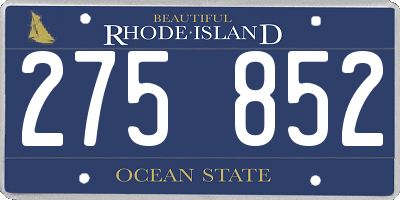 RI license plate 275852