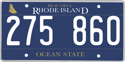 RI license plate 275860