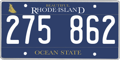 RI license plate 275862