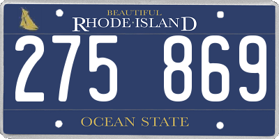 RI license plate 275869