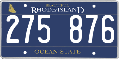 RI license plate 275876