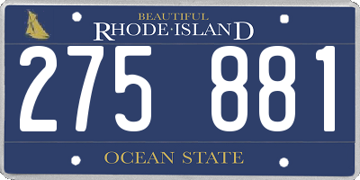 RI license plate 275881